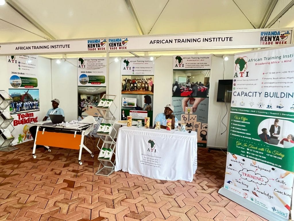 African Training Institute exhibition stand showcasing training programmes and capacity building services at a trade event